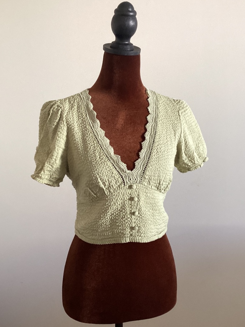 Lace button up top